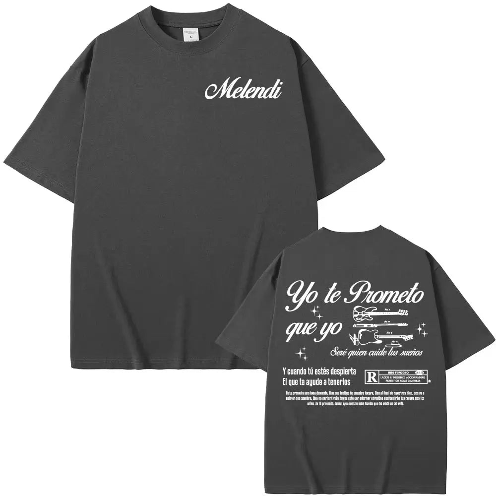 Rapper Melendi Album Tour 2025 Printed T-shirt Men's Clothing Vintage Gothic Oversized T-shirts Summer Tops High Quality T Shirt