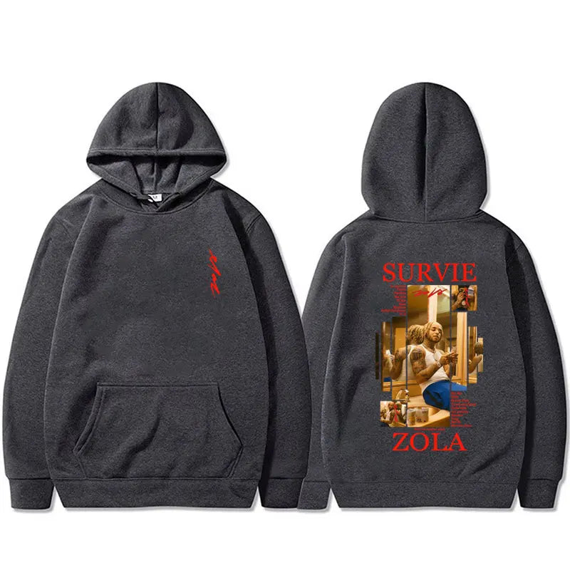 Rapper Zola Survie Graphic Hoodie Male Casual Fleece Cotton Sweatshirt Men's Women's Hip Hop Fashion Pop Music Pullover Hoodies