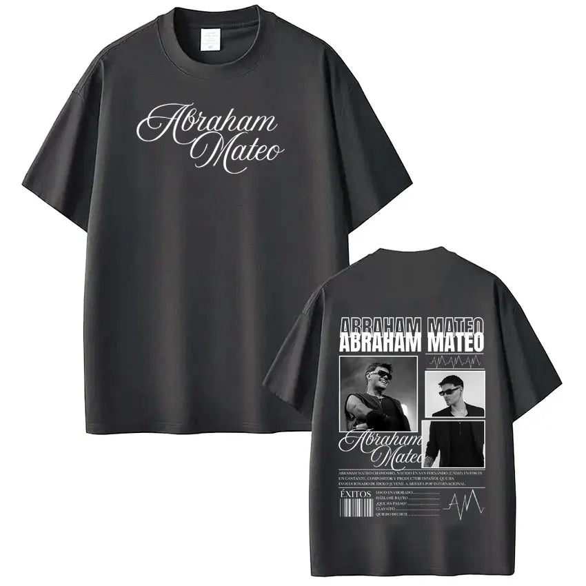 Rapper Abraham Mateo's Album 2026 Tour T-shirt Men's Women's Fashion Clothing T-shirs Short-sleeved 100% Cotton Hip-hop T-shirt