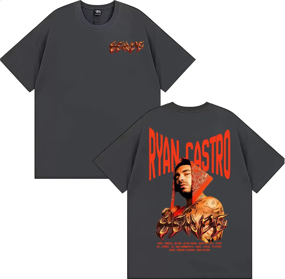 Rapper Ryan Castro Album Tour Graphic T Shirt Men Women Fashion Hip Hop Vintage T-shirts Cotton Casual Short Sleeve T-shirt Tops