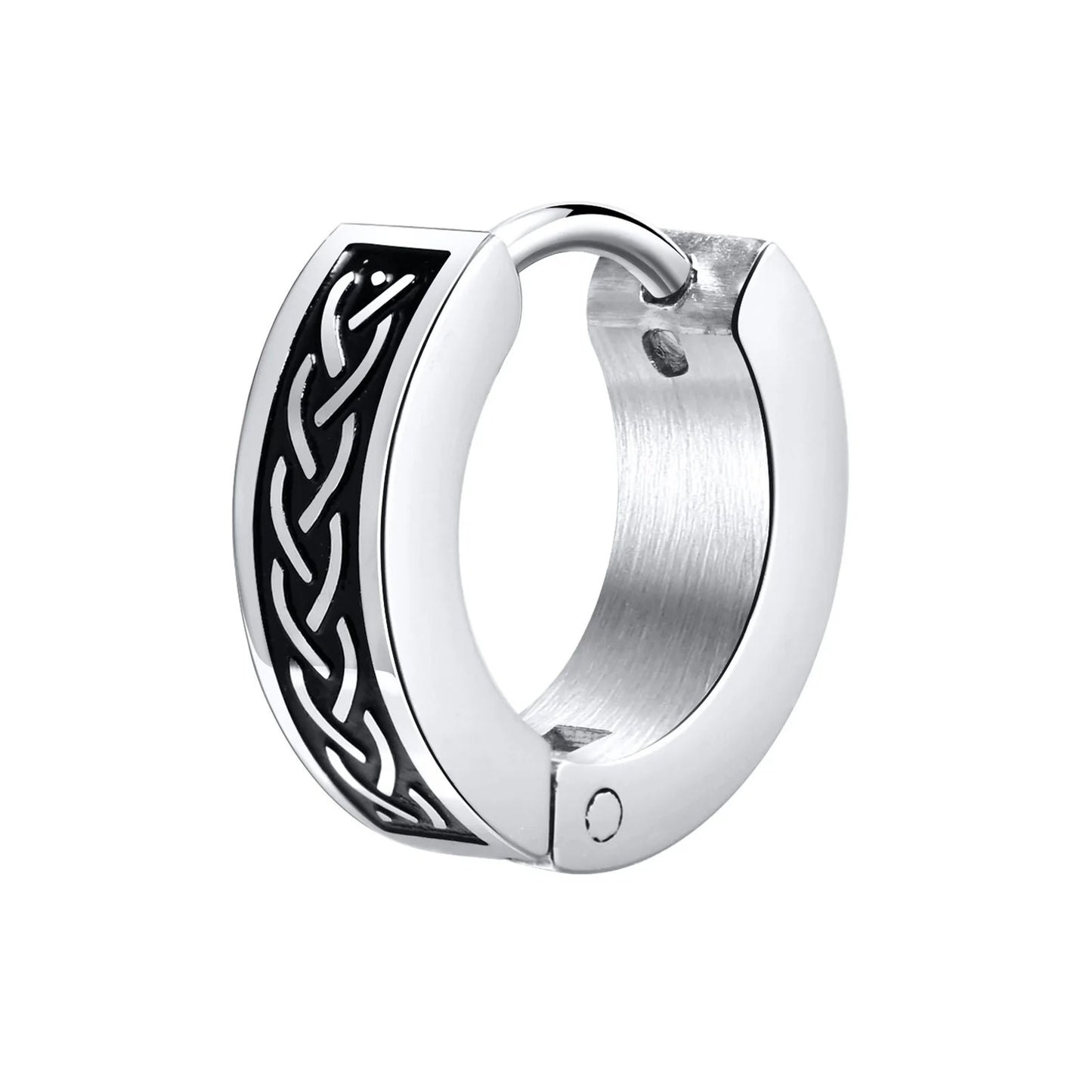 Punk Viking Hoop Earrings for Men Boys,Vintage Celtic Knot Stainless Steel Huggies Earrings,Hip Hop Cool Street Jewelry Gifts