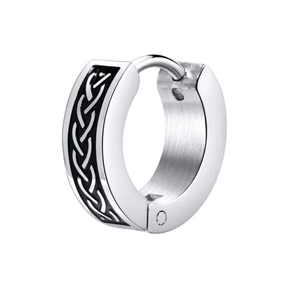 Punk Viking Hoop Earrings for Men Boys,Vintage Celtic Knot Stainless Steel Huggies Earrings,Hip Hop Cool Street Jewelry Gifts