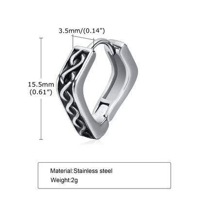Punk Viking Hoop Earrings for Men Boys,Vintage Celtic Knot Stainless Steel Huggies Earrings,Hip Hop Cool Street Jewelry Gifts