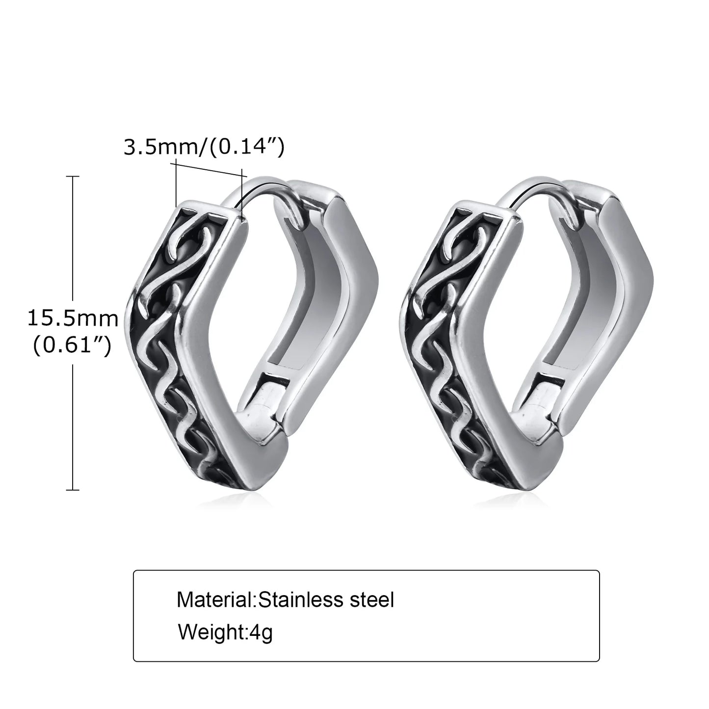Punk Viking Hoop Earrings for Men Boys,Vintage Celtic Knot Stainless Steel Huggies Earrings,Hip Hop Cool Street Jewelry Gifts