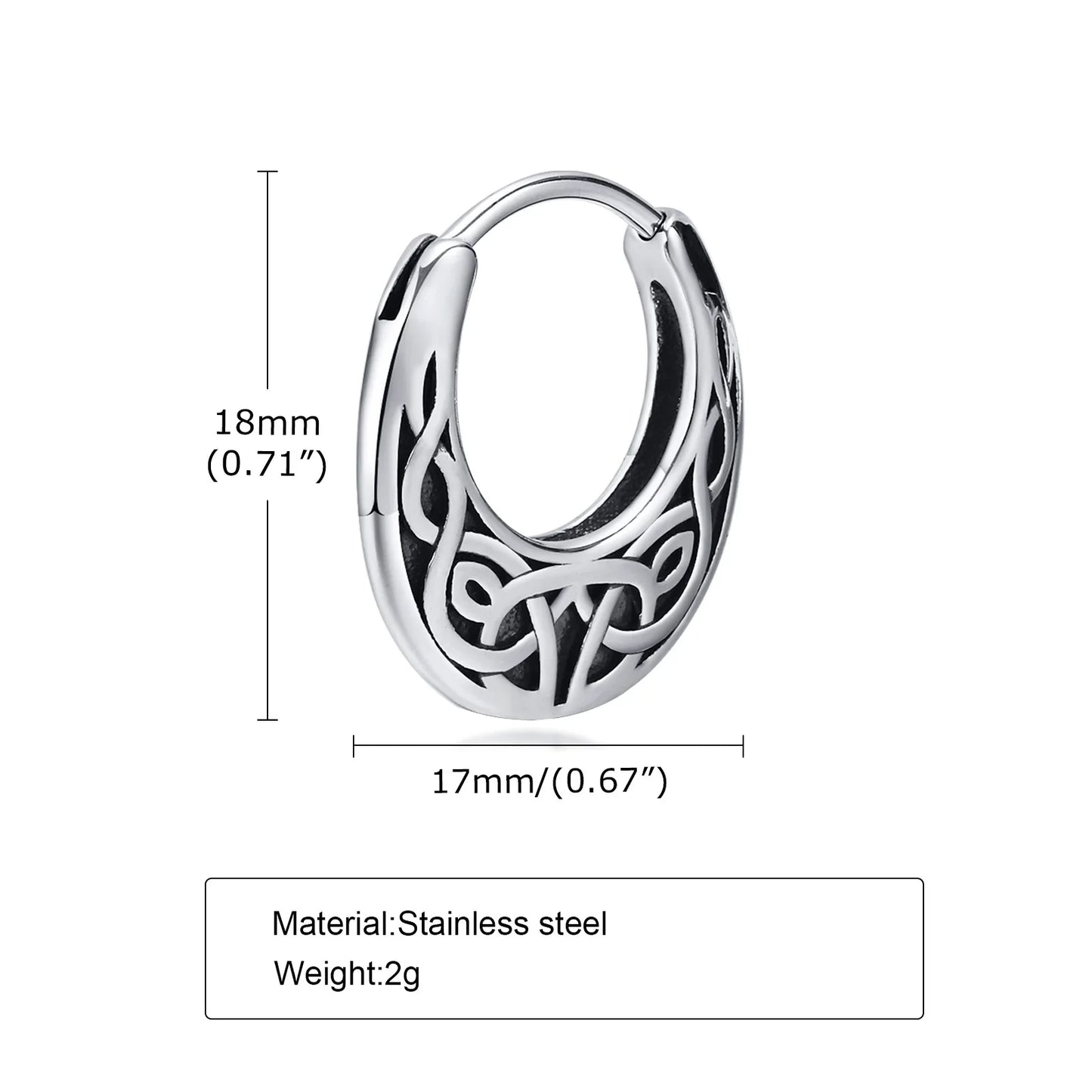 Punk Viking Hoop Earrings for Men Boys,Vintage Celtic Knot Stainless Steel Huggies Earrings,Hip Hop Cool Street Jewelry Gifts