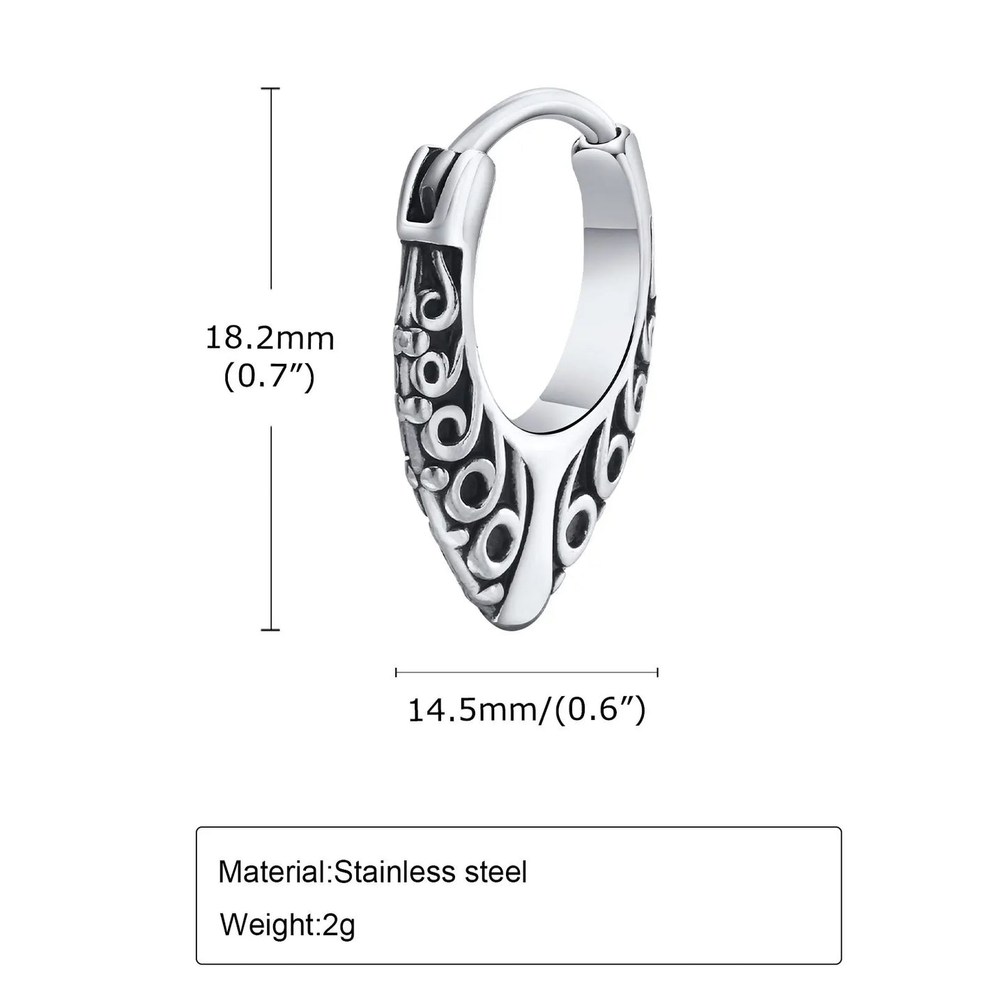 Punk Viking Hoop Earrings for Men Boys,Vintage Celtic Knot Stainless Steel Huggies Earrings,Hip Hop Cool Street Jewelry Gifts