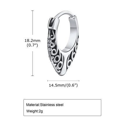 Punk Viking Hoop Earrings for Men Boys,Vintage Celtic Knot Stainless Steel Huggies Earrings,Hip Hop Cool Street Jewelry Gifts