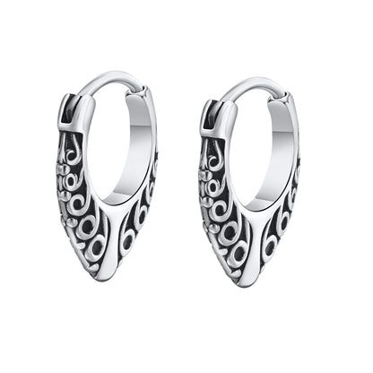 Punk Viking Hoop Earrings for Men Boys,Vintage Celtic Knot Stainless Steel Huggies Earrings,Hip Hop Cool Street Jewelry Gifts