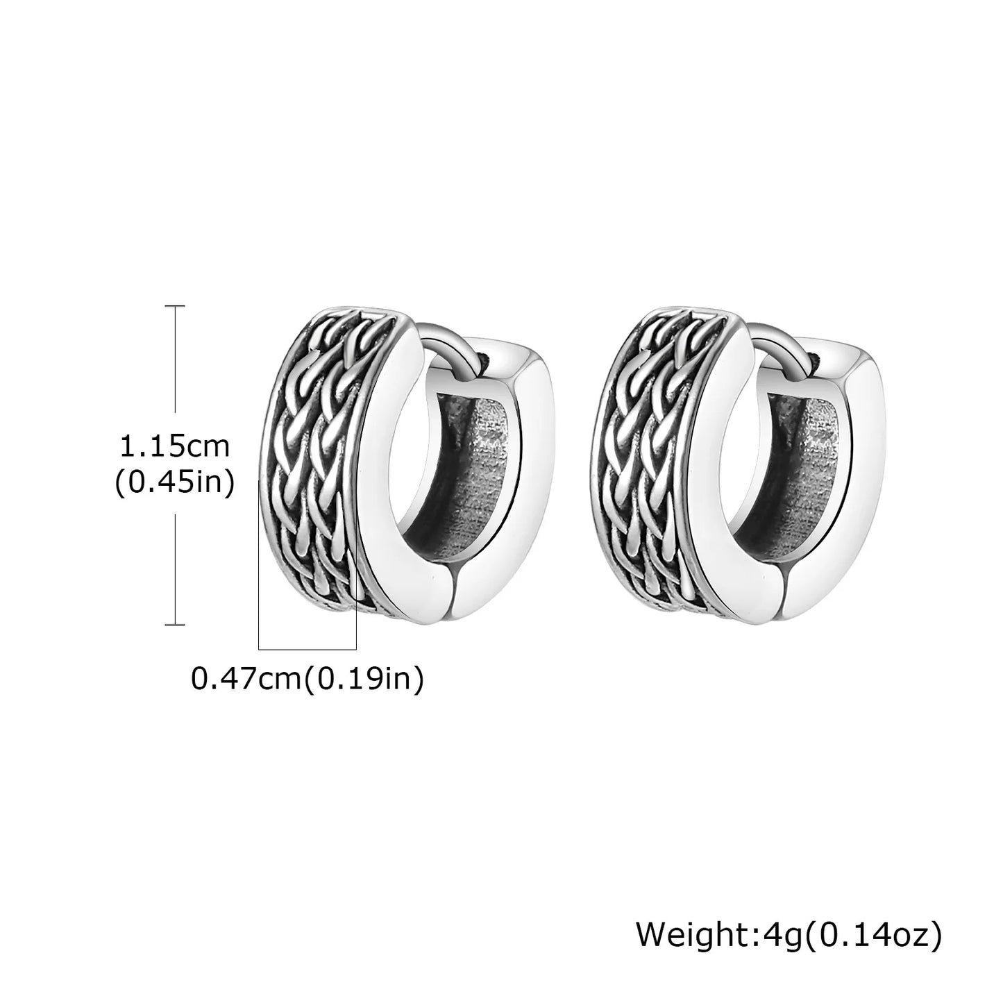 Punk Viking Hoop Earrings for Men Boys,Vintage Celtic Knot Stainless Steel Huggies Earrings,Hip Hop Cool Street Jewelry Gifts