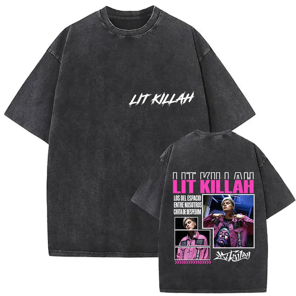 Rapper Lit Killah Tour 2025 Album Graphic T-shirts Mens Clothing Fashion Pop Music T Shirts Vintage Washed 100% Cotton Tops Tees