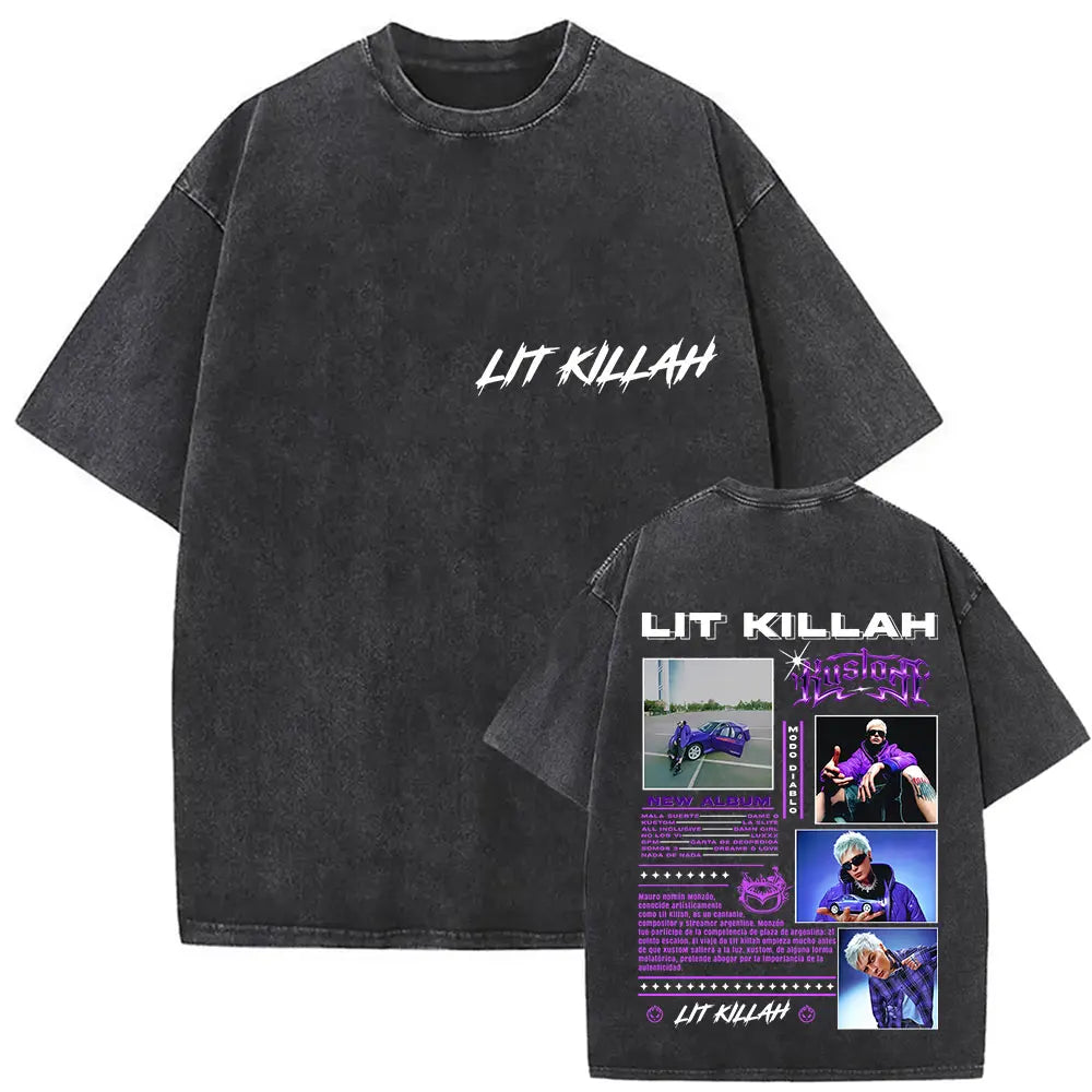 Rapper Lit Killah Tour 2025 Album Graphic T-shirts Mens Clothing Fashion Pop Music T Shirts Vintage Washed 100% Cotton Tops Tees