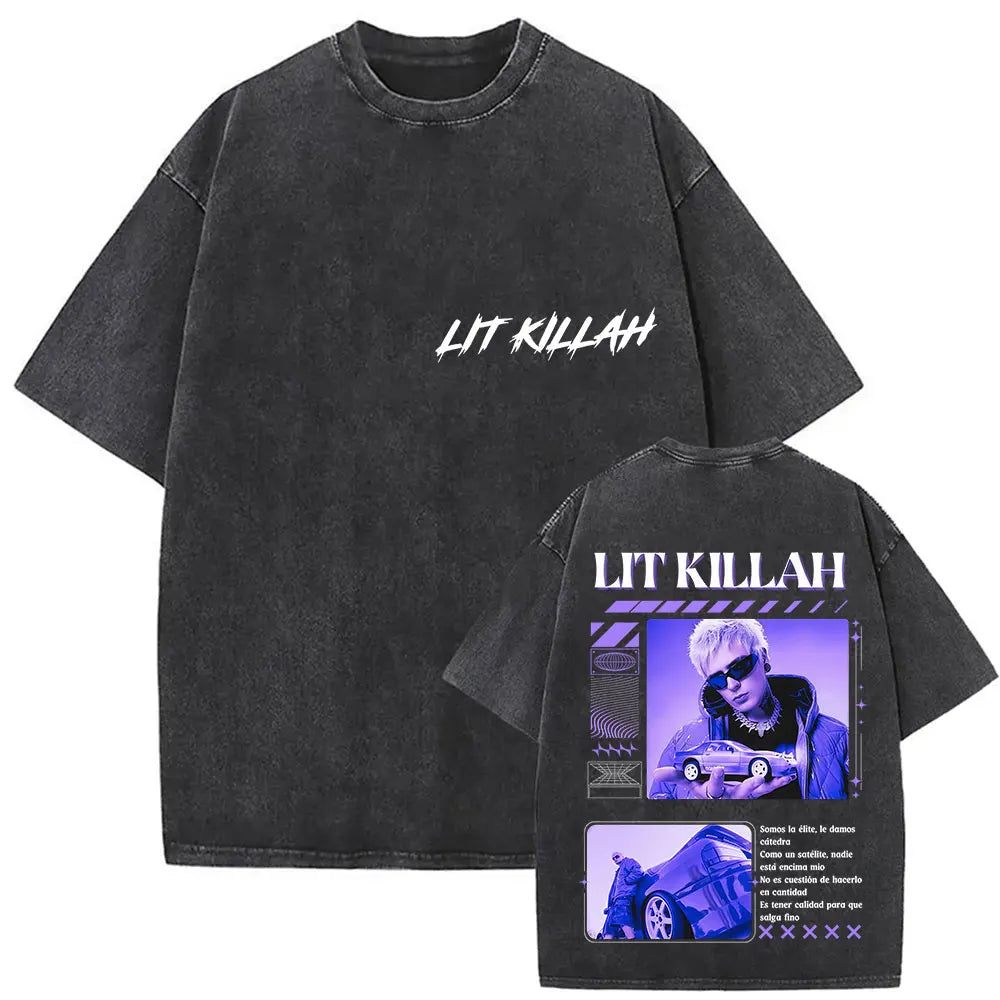 Rapper Lit Killah Tour 2025 Album Graphic T-shirts Mens Clothing Fashion Pop Music T Shirts Vintage Washed 100% Cotton Tops Tees