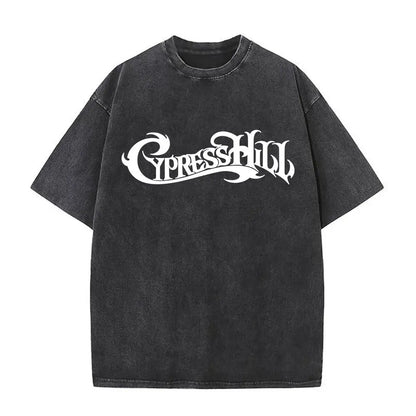 Washed Vintage Rapper Cypress Hill Skeleton Graphic T Shirts Men Women Hip Hop Fashion Oversized T-shirt Male Retro Streetwear