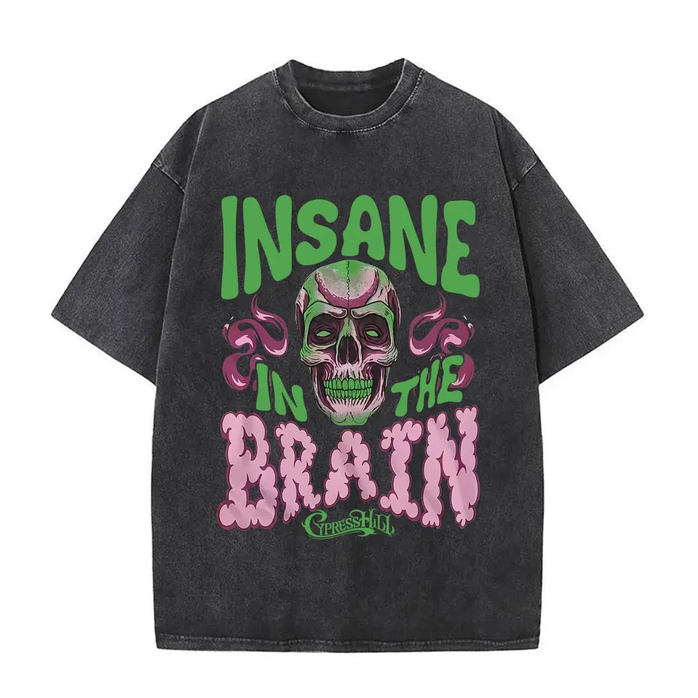 Washed Vintage Rapper Cypress Hill Skeleton Graphic T Shirts Men Women Hip Hop Fashion Oversized T-shirt Male Retro Streetwear