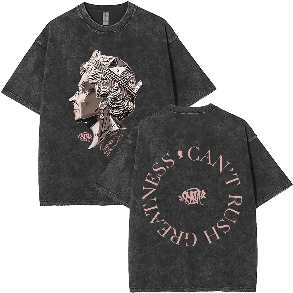 Washed Vintage Rapper Central Cee Face Graphic T-shirt Men Women Hip Hop Fashion Pop Music T Shirts Men's Casual Cotton T-shirts