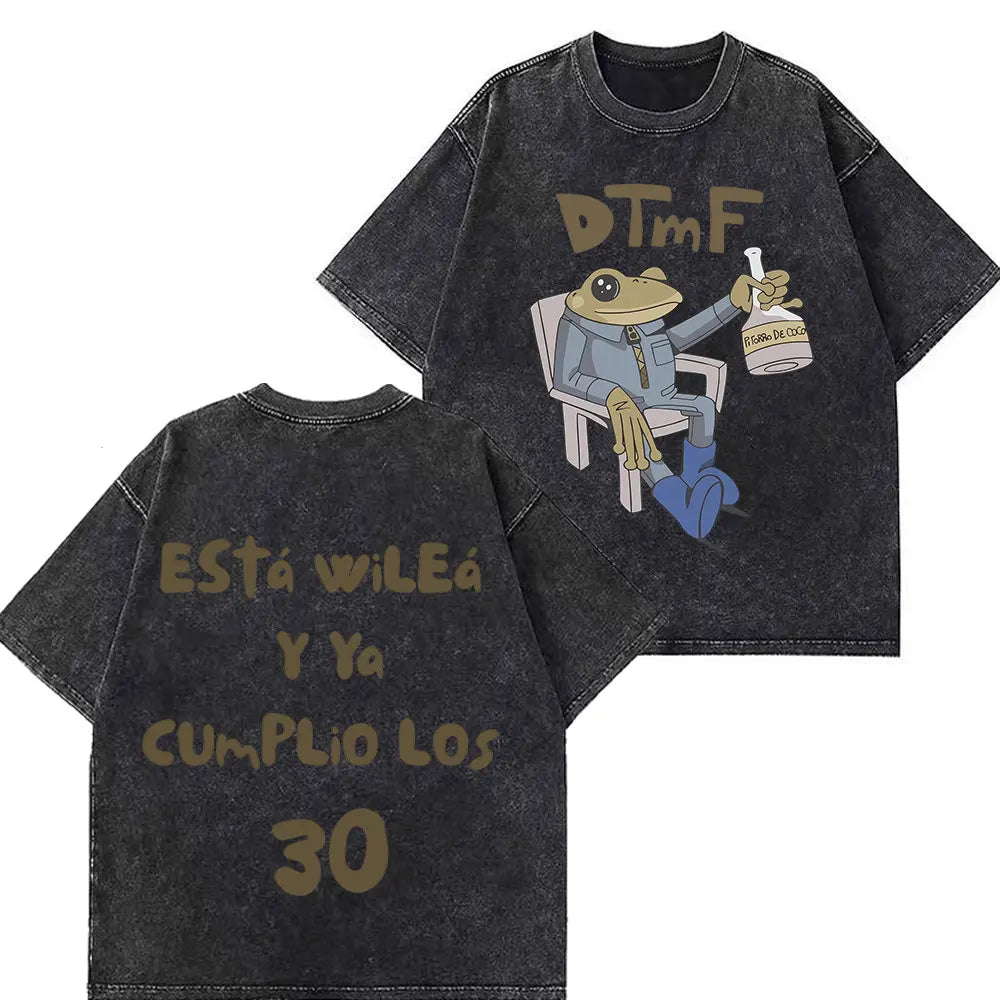Rapper Bad Bunny Tour 2026 Debi Tirar Mas Fotos DTMF Merch Vintage Washed Tees Men Women Fashion T Shirts Cotton Casual T-shirts