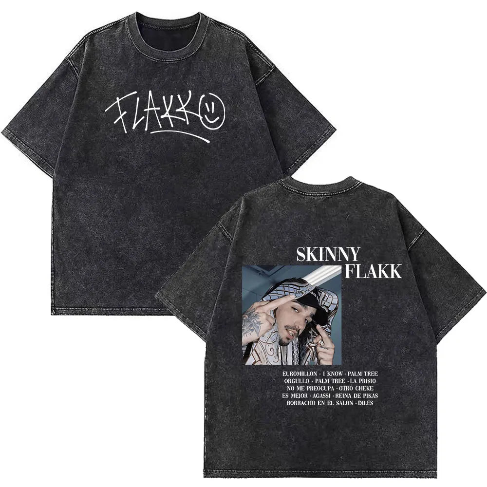 Rapper RELS B Skinny Flakk A New Star Album Merch T-shirt Men Women Fashion Hip Hop T-shirts Cotton Oversized Washed T-shirts