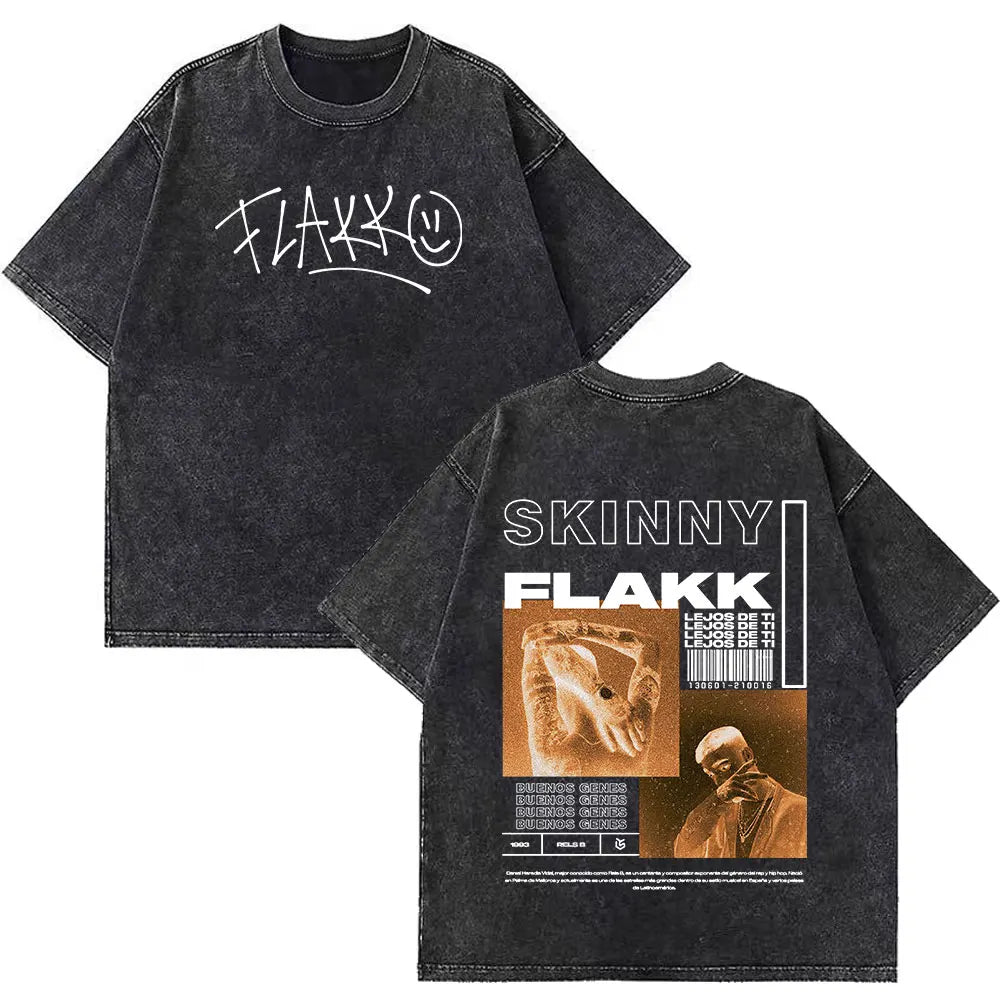 Rapper RELS B Skinny Flakk A New Star Album Merch T-shirt Men Women Fashion Hip Hop T-shirts Cotton Oversized Washed T-shirts