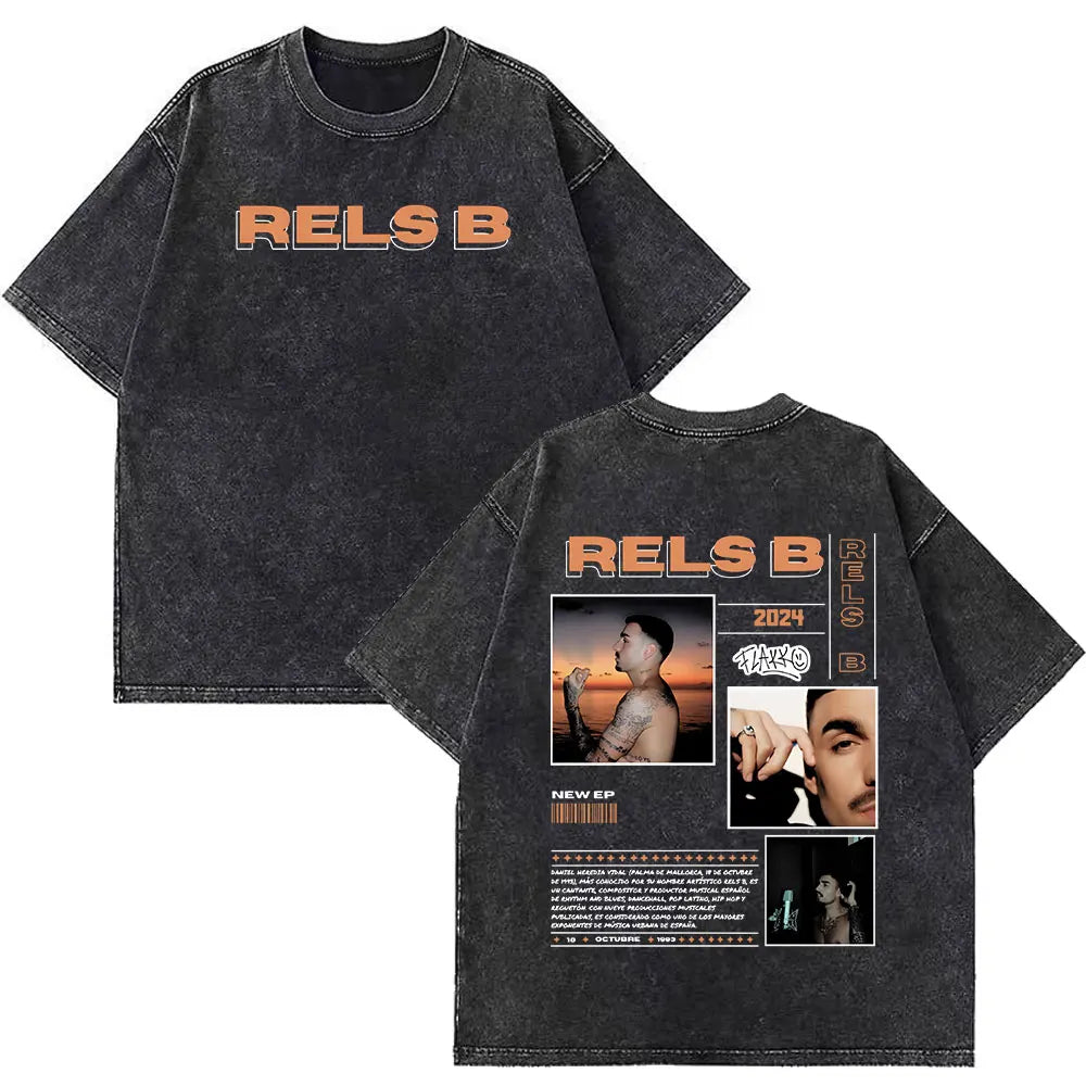 Rapper RELS B Skinny Flakk A New Star Album Merch T-shirt Men Women Fashion Hip Hop T-shirts Cotton Oversized Washed T-shirts