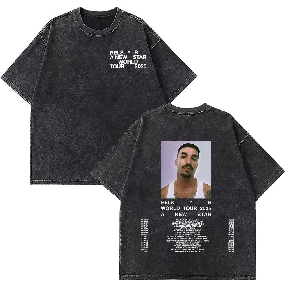 Rapper RELS B Skinny Flakk A New Star Album Merch T-shirt Men Women Fashion Hip Hop T-shirts Cotton Oversized Washed T-shirts