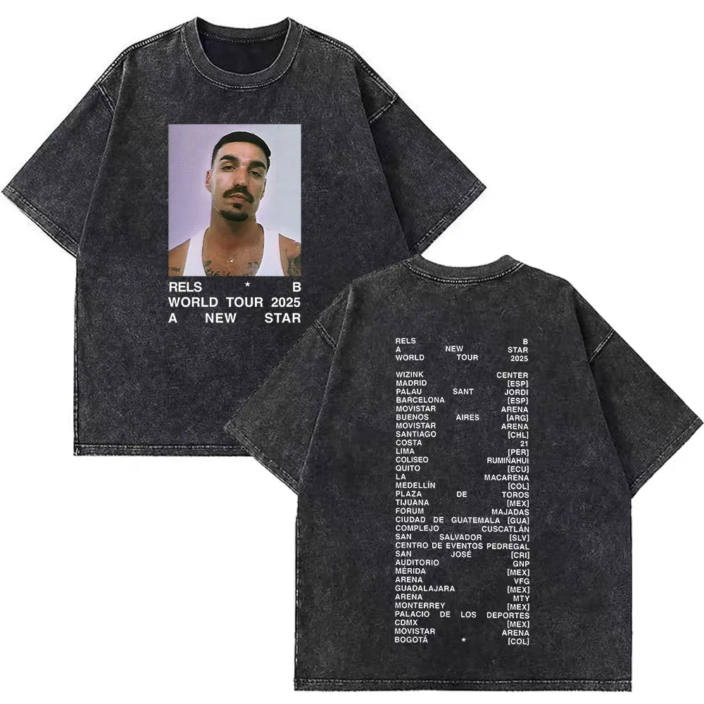 Rapper RELS B Skinny Flakk A New Star Album Merch T-shirt Men Women Fashion Hip Hop T-shirts Cotton Oversized Washed T-shirts