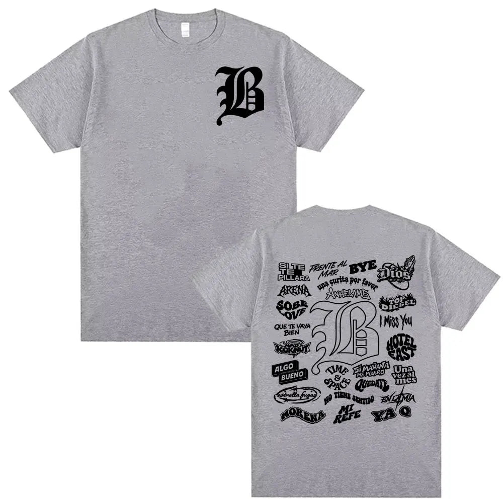 Rapper Beele Borondo Letters Printed TShirt Men's Clothing Oversized Hip Hop Classic T-shirts Harajuku Fashion Trending T Shirts