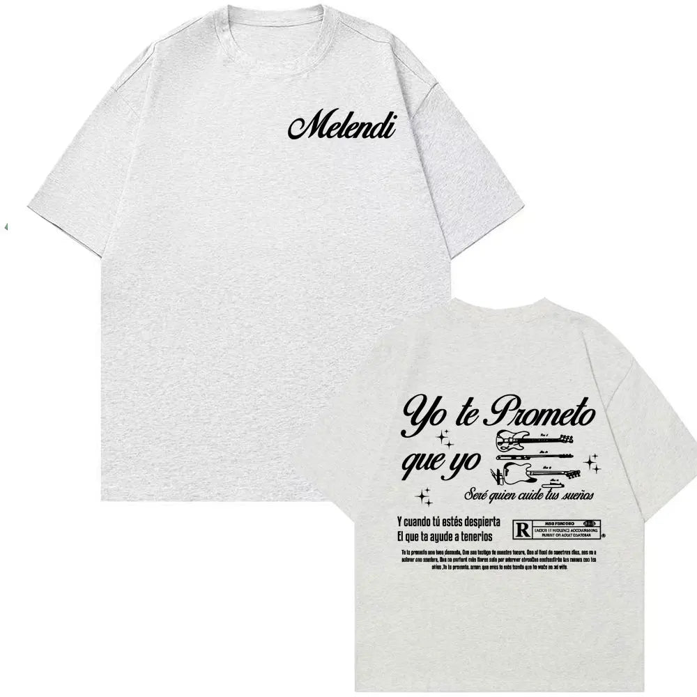 Rapper Melendi Album Tour 2025 Printed T-shirt Men's Clothing Vintage Gothic Oversized T-shirts Summer Tops High Quality T Shirt