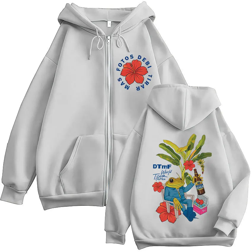 Rapper Bad Bunny Debi Tirar Mas Fotos DTMF 2026 Tour Zipper Hoodies Men Women Fashion Zip Up Hooded Sweatshirts Jackets Coats