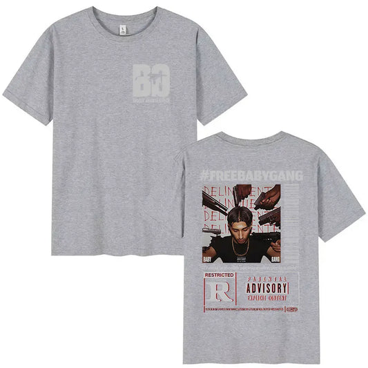 Rappeur Baby Gang 2025 New Album Cover T-shirts Men's Clothing Vintage Oversized T Shirts Fashion Pop Music Short Sleeve T-shirt