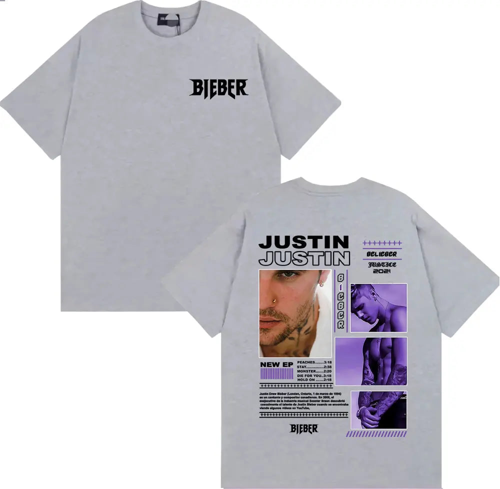 Rapper Justin Bieber Album Tour Cover T Shirt Men Women Fashion Hip Hop Pop Music T Shirts High Quality Cozy 100% Cotton T-shirt
