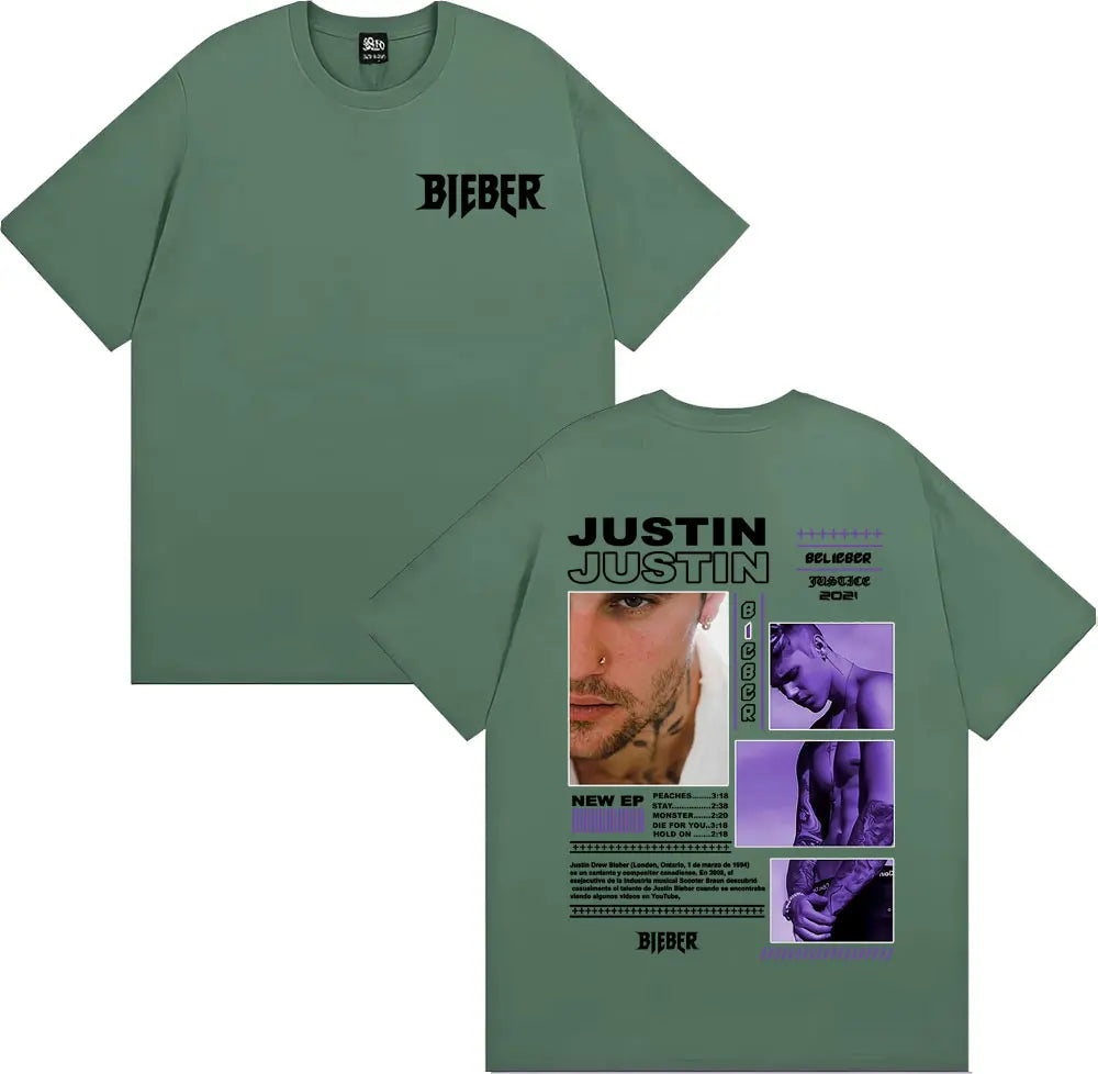 Rapper Justin Bieber Album Tour Cover T Shirt Men Women Fashion Hip Hop Pop Music T Shirts High Quality Cozy 100% Cotton T-shirt