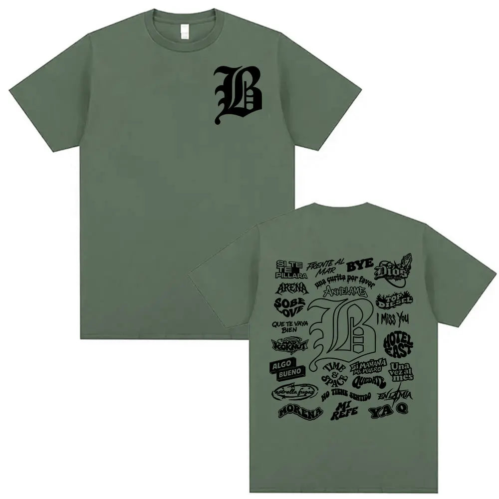 Rapper Beele Borondo Letters Printed TShirt Men's Clothing Oversized Hip Hop Classic T-shirts Harajuku Fashion Trending T Shirts