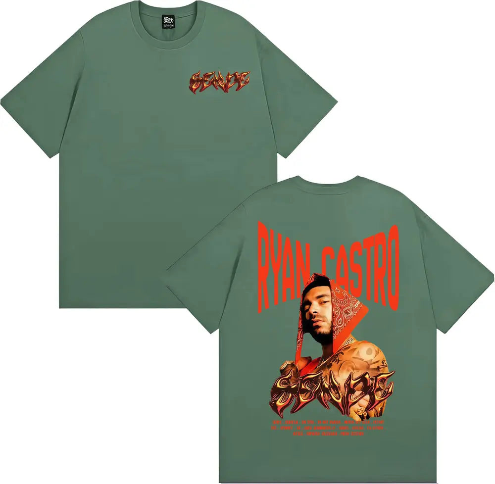 Rapper Ryan Castro Album Tour Graphic T Shirt Men Women Fashion Hip Hop Vintage T-shirts Cotton Casual Short Sleeve T-shirt Tops