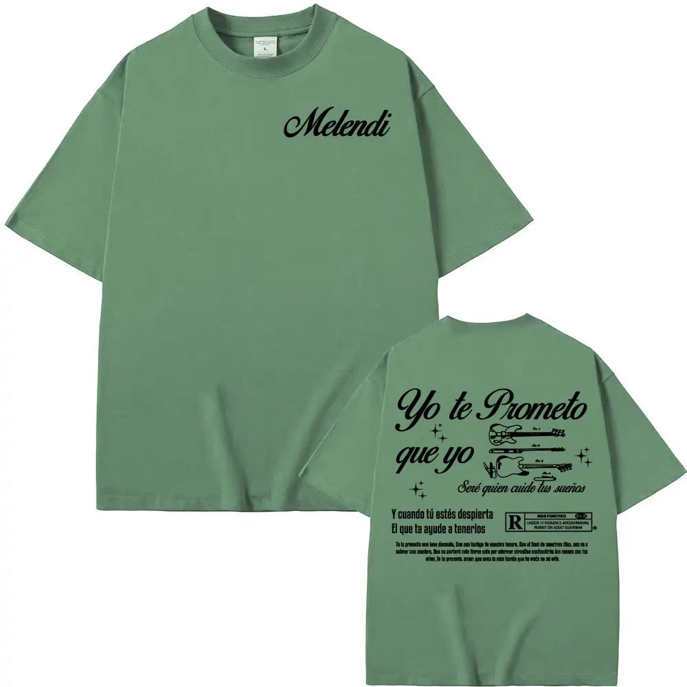 Rapper Melendi Album Tour 2025 Printed T-shirt Men's Clothing Vintage Gothic Oversized T-shirts Summer Tops High Quality T Shirt