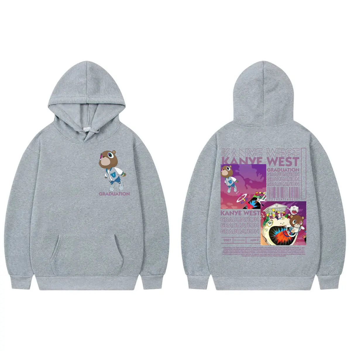 Rapper Kanye West Graduation Album Merch Hoodies Fashion Hip Hop Hooded Sweatshirts Men's Women's High Quality Fleece Pullovers