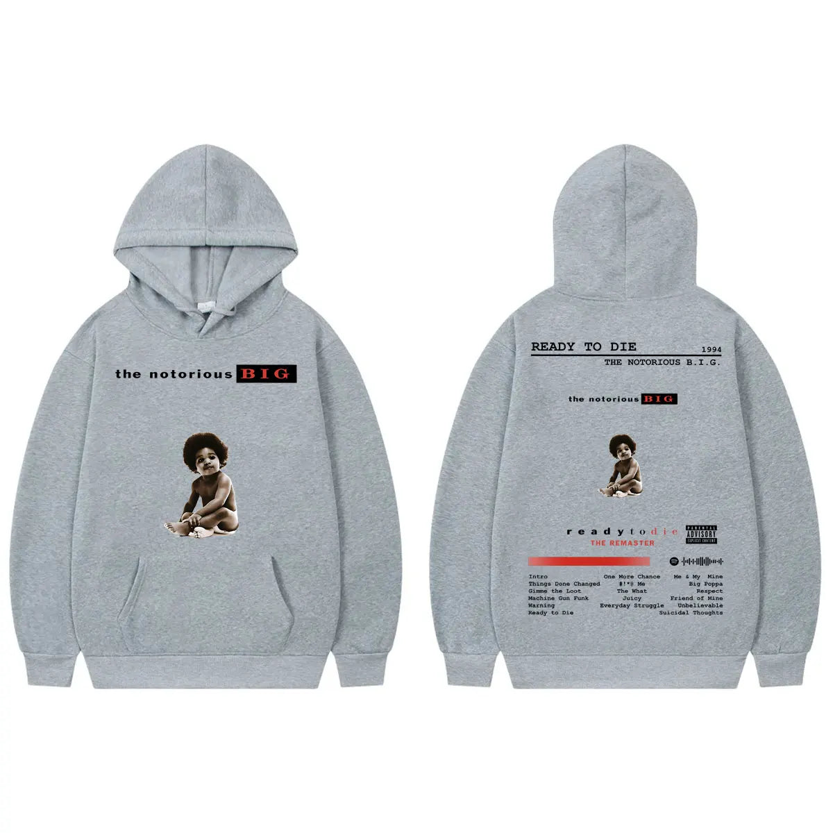Rapper The Notorious Big Hoodie Ready To Die Album Merch Pullovers Men's Women's Clothing Fashion Hip Hop Sweatshirts Streetwear