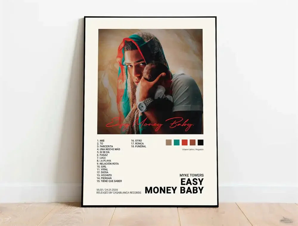 Nordic Pop Rapper Quevedo Poster Aesthetics Mora Feid Eladio Carrion Rauw AlejanDro Music Album Canvas Print Wall Art Room Decor
