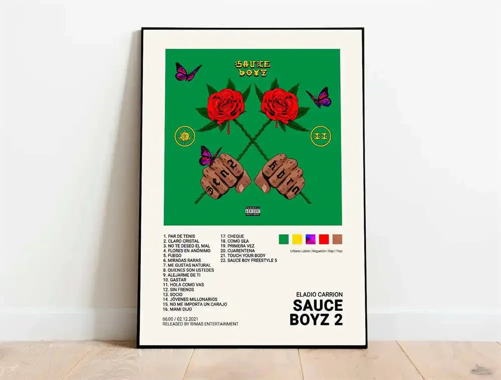 Nordic Pop Rapper Quevedo Poster Aesthetics Mora Feid Eladio Carrion Rauw AlejanDro Music Album Canvas Print Wall Art Room Decor