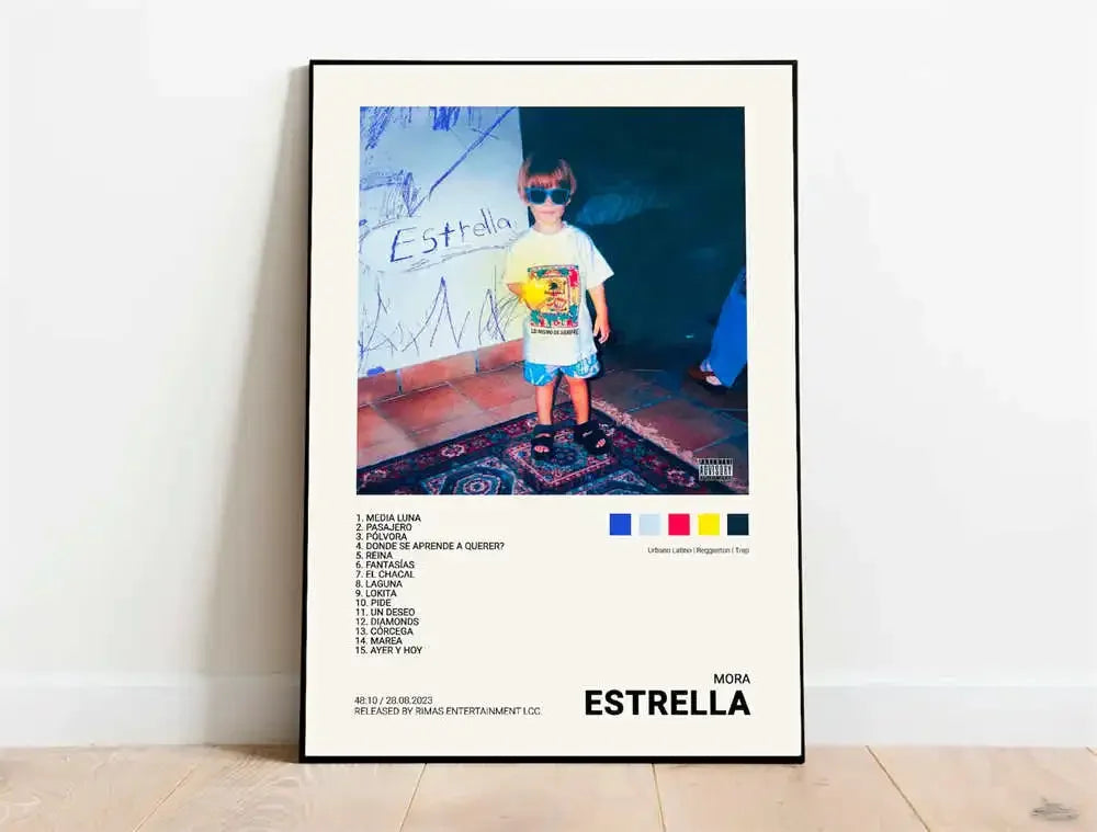 Nordic Pop Rapper Quevedo Poster Aesthetics Mora Feid Eladio Carrion Rauw AlejanDro Music Album Canvas Print Wall Art Room Decor