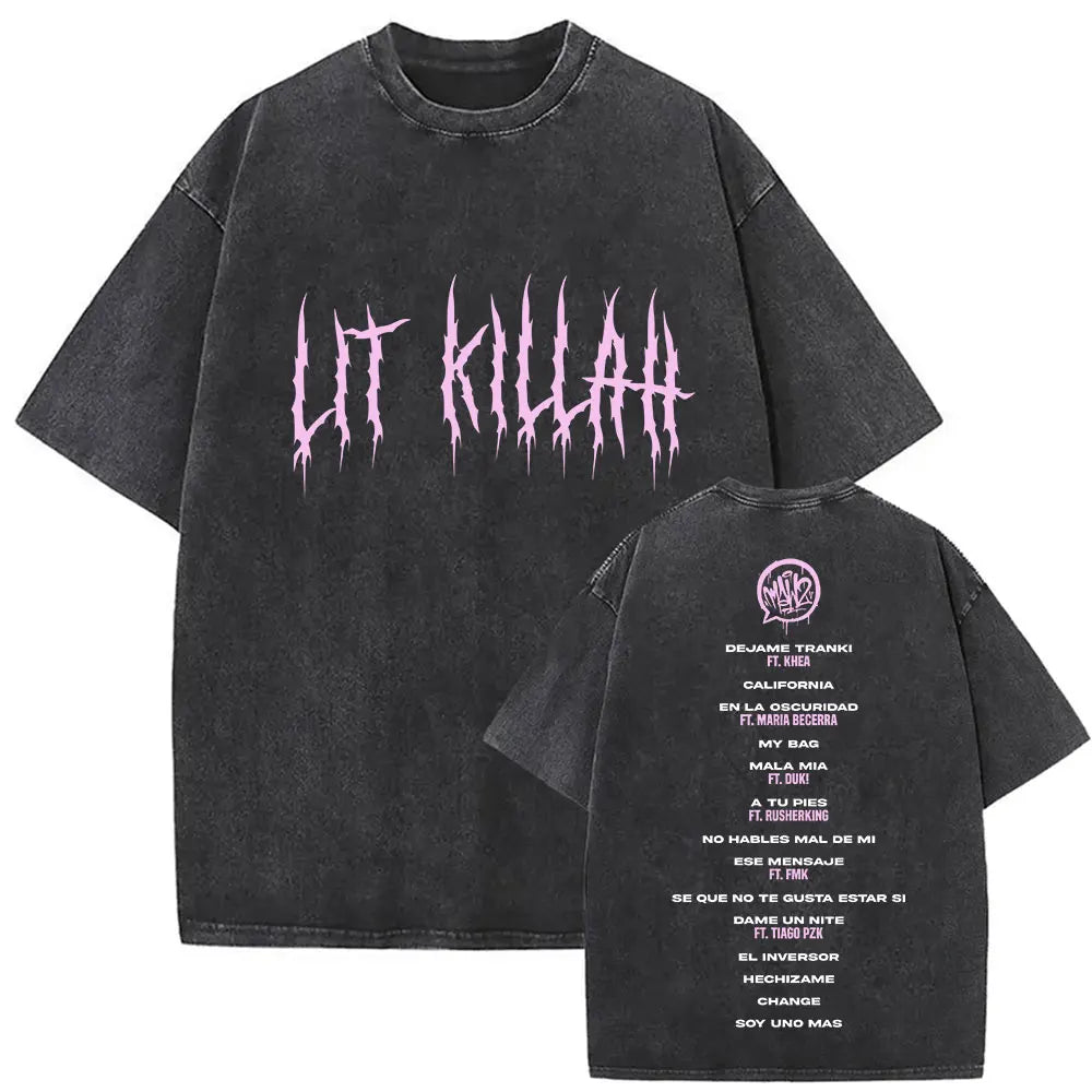 Rapper Lit Killah Tour 2025 Album Graphic T-shirts Mens Clothing Fashion Pop Music T Shirts Vintage Washed 100% Cotton Tops Tees