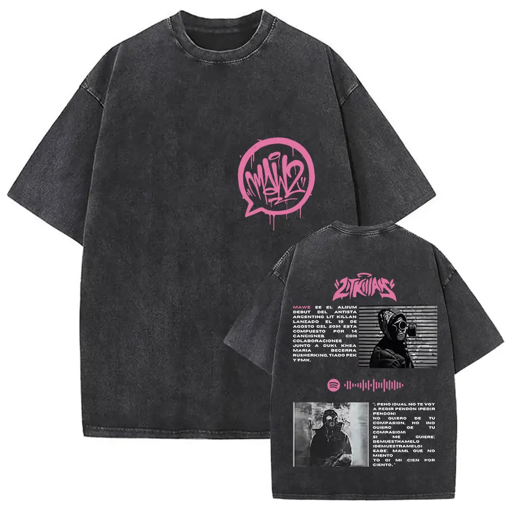 Rapper Lit Killah Tour 2025 Album Graphic T-shirts Mens Clothing Fashion Pop Music T Shirts Vintage Washed 100% Cotton Tops Tees