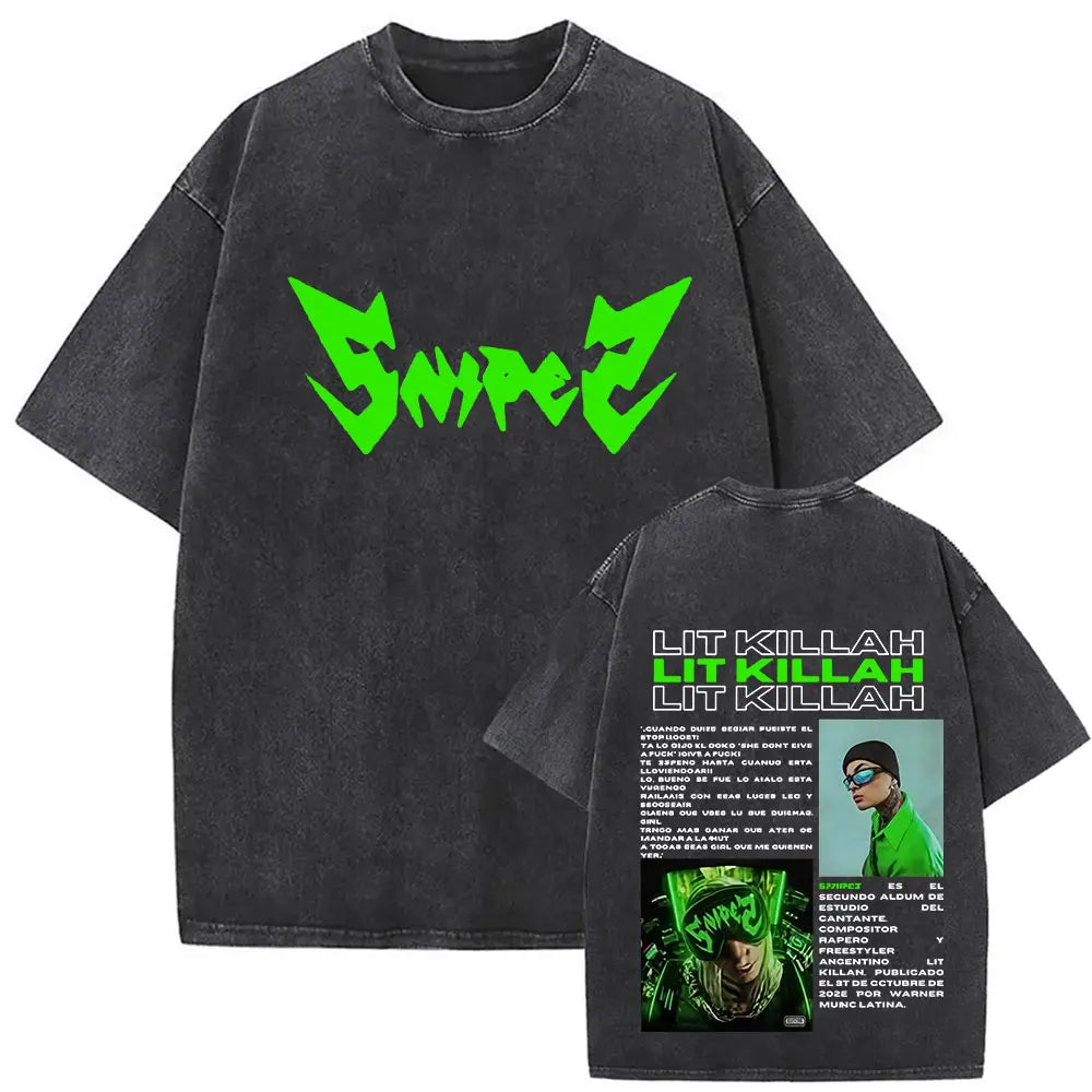 Rapper Lit Killah Tour 2025 Album Graphic T-shirts Mens Clothing Fashion Pop Music T Shirts Vintage Washed 100% Cotton Tops Tees