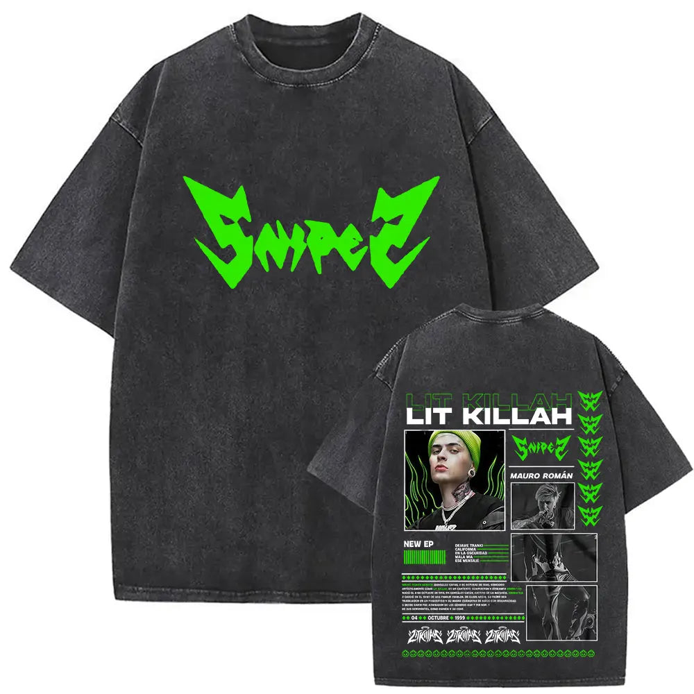 Rapper Lit Killah Tour 2025 Album Graphic T-shirts Mens Clothing Fashion Pop Music T Shirts Vintage Washed 100% Cotton Tops Tees