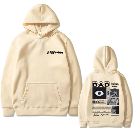 Rapper Bad Bunny Album X 100per Album Double Sided Print Hoodie Men Women Hip Hop Oversized Pullover Male Casual Cotton Hoodies