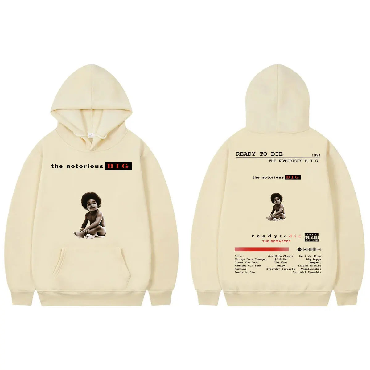 Rapper The Notorious Big Hoodie Ready To Die Album Merch Pullovers Men's Women's Clothing Fashion Hip Hop Sweatshirts Streetwear