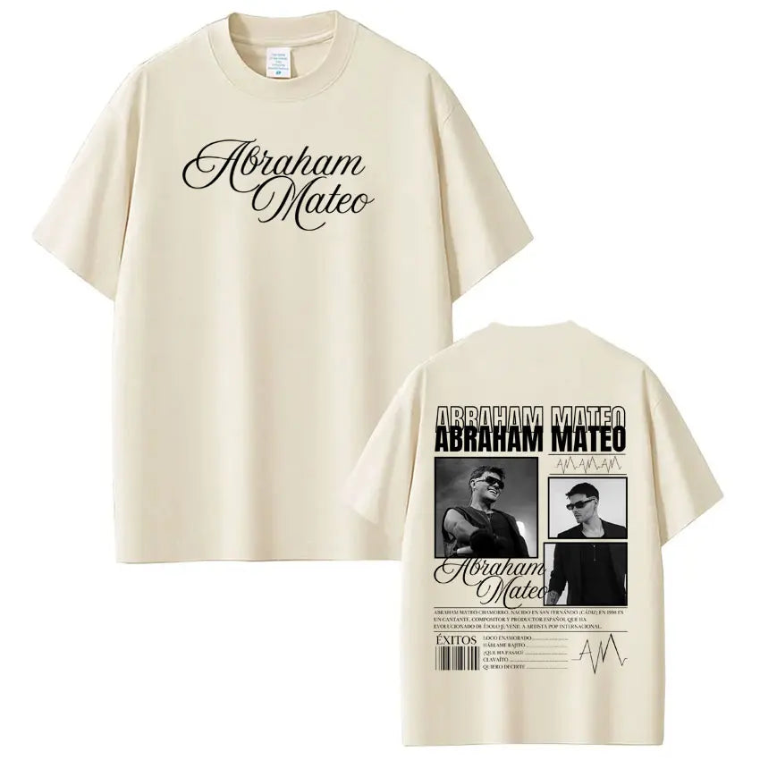 Rapper Abraham Mateo's Album 2026 Tour T-shirt Men's Women's Fashion Clothing T-shirs Short-sleeved 100% Cotton Hip-hop T-shirt