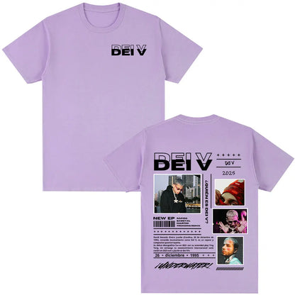 Rapper Dei V Quien Es Dei V? Tour 2025 T-shirts Men Women Vintage Hip Hop Music T-shirt Unisex O-Neck Oversized Cotton T Shirt