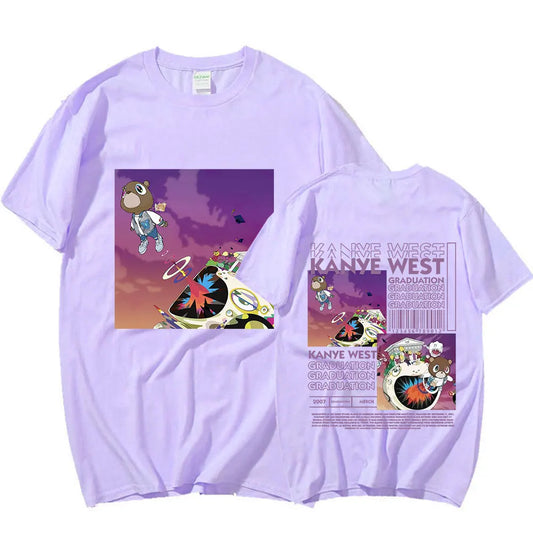 Rapper Kanye West Graduation T Shirt Men Hip Hop Vintage Short Sleeve T-shirt Casual Cotton Oversized T Shirts Streetwear Unisex