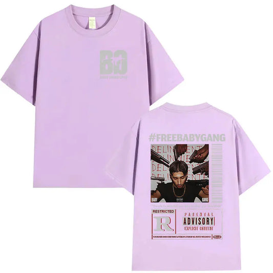 Rappeur Baby Gang 2025 New Album Cover T-shirts Men's Clothing Vintage Oversized T Shirts Fashion Pop Music Short Sleeve T-shirt