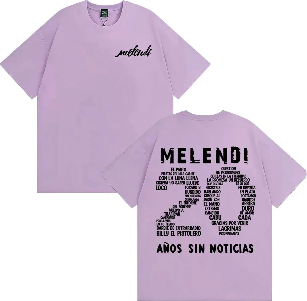Rapper Melendi 20 Anos Sin Noticias Merch Tee Shirt Men Women Fashion Retro Short Sleeve T Shirt Cotton Casual Oversized T-shirt